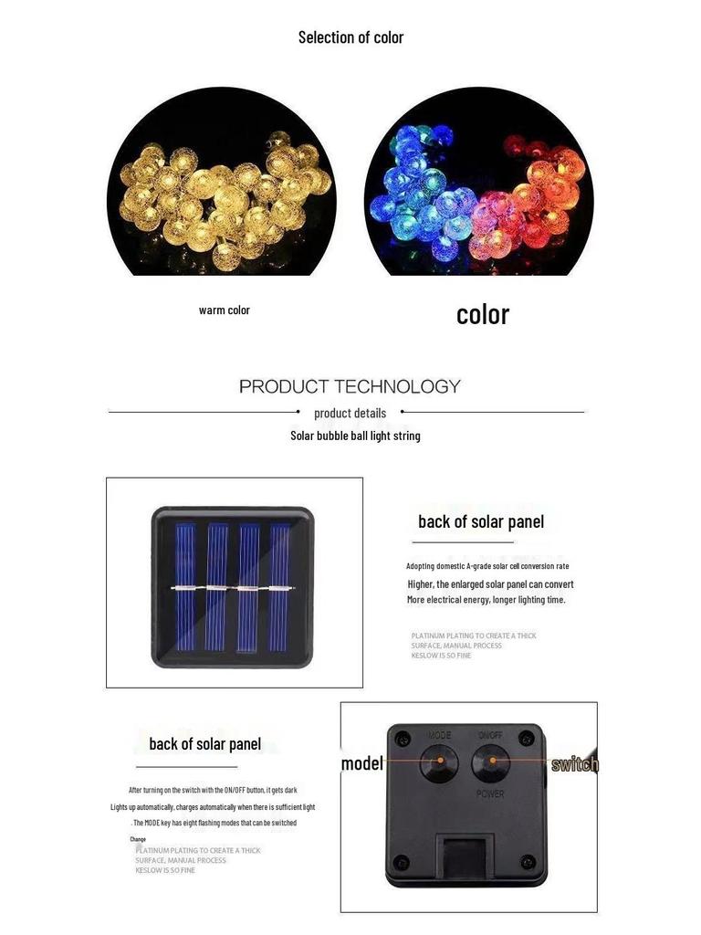 Waterproof Solar Fairy String Lights for Outdoor Garden, Courtyard, Home & Balcony Decoration