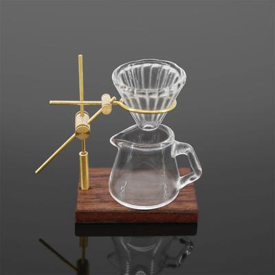 1Set 1:12 Dollhouse Miniature Hand-Brewed Coffee Stand Glass Pot Funnel Mini Coffee Stand Coffee Maker Cup Model Kitchen Decor