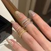 Elegant Diamond Grid Women Ring Gold Plated Minimalist Luxury Fashion Tail Ring for Women