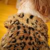 New Pet Leopard Print Cape Hoodie for Autumn Winter Dog Warm Vest Transformed Into Holiday Party Funny Cute Clothing Christmas