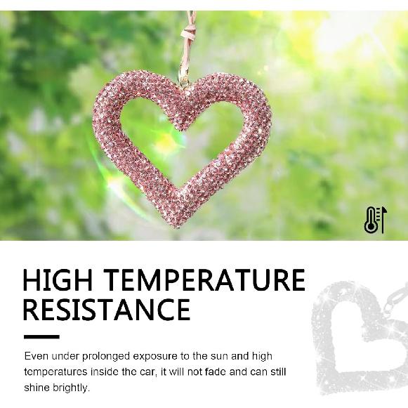 Bling Heart Car Hanging Accessories, Crystal Rhinestone Rearview Mirror Hanging Ornaments, Cute Diamond Rear View Mirror Charm Pendant Ornaments,