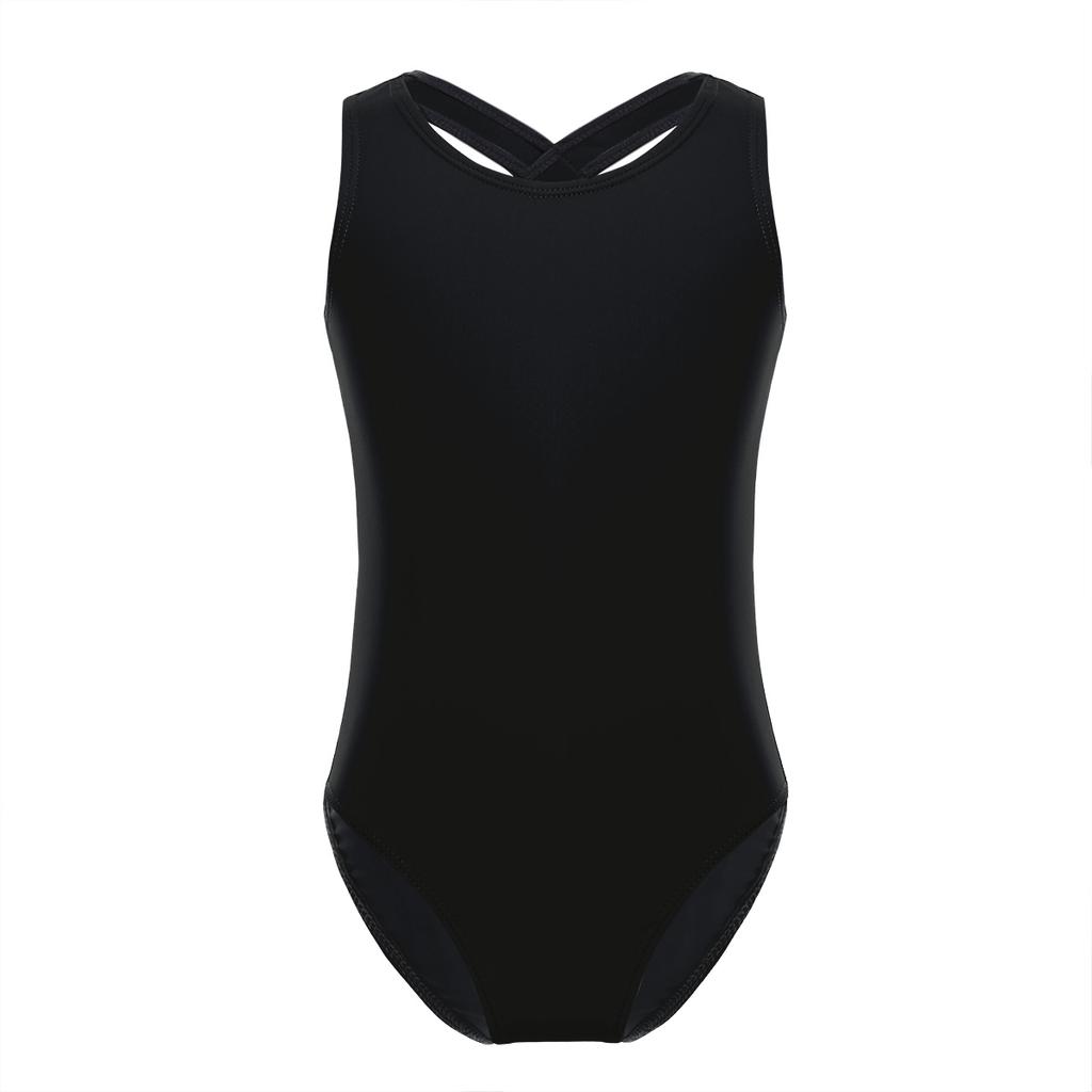 iEFiEL Kids Girls Sleeveless Mock Neck Leotards Ballet Dance Gymnastics Jumpsuit Dance Dress One Piece Dancewear
