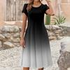 Women's Casual Fashion Round Neck Printed Short Sleeve Pocket Dress