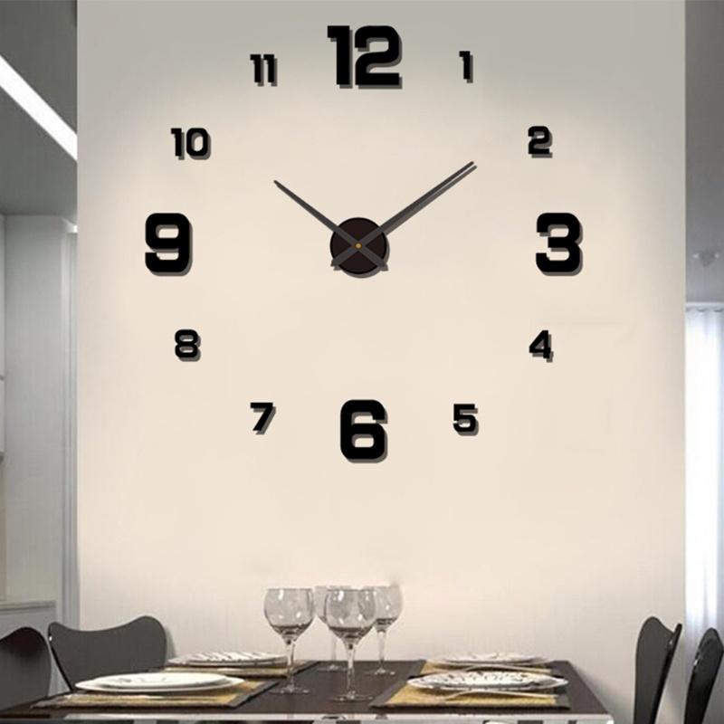 3D DIY Luminous Dial Drill-Free Acrylic Frameless Silent Wall Clock With Number Stickers For Living Room Office Bedroom Modern
