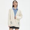 Dimanaf 2025 Sweaters Buttons Embroidery Print Cardigan Autumn Pockets Women Print Sweaters Knitting Loose Sweater