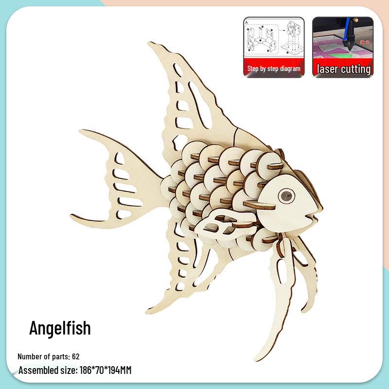 Kids' Handmade Wooden Wolf 3D Puzzle Toy Set