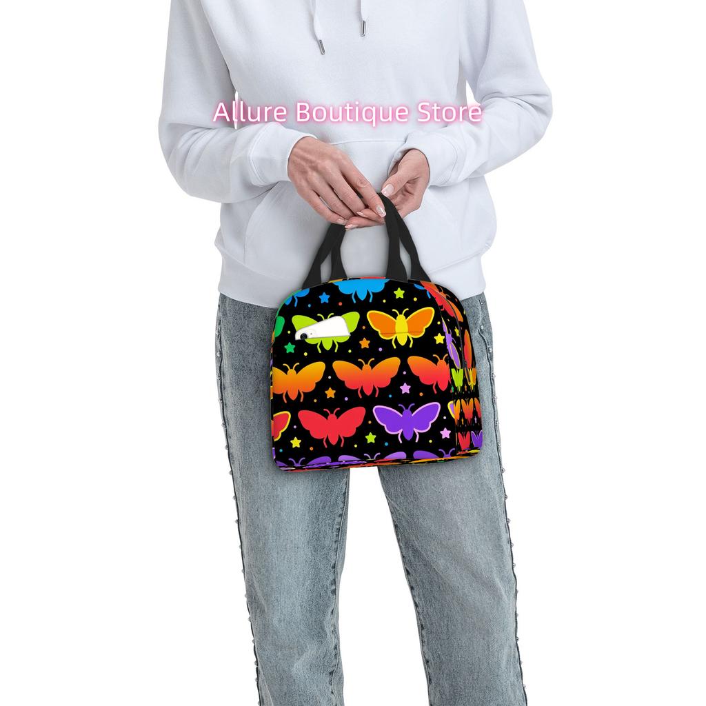 1pc, Colorful Butterfly Pattern Printed Thermal Bag, Insulation Bag, Insulated Bag, No Food Contact, Suitable for Home, Restaura