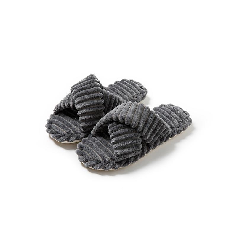 

Полосатые открытые ** вилки с хлопковыми тапочками пушистые тапочки удобные и простые домашние плюшевые тапочки 40-41 серый