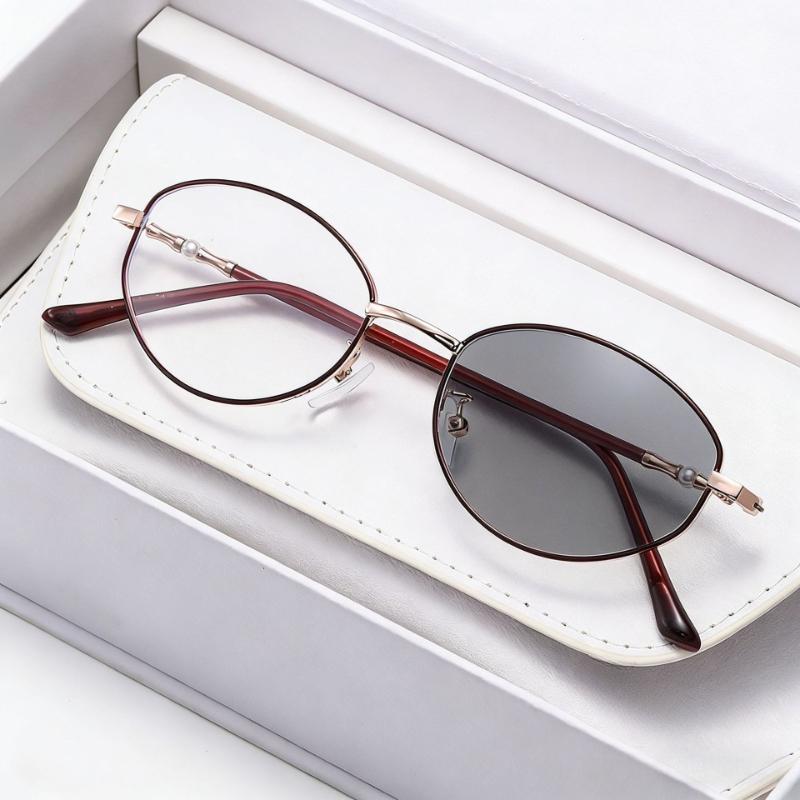 Metall Ovaler Rahmen Photochrome Myopie Brille Damen INS Stil Blaulichtblockierend Minus Dioptrien Brillen Dioptrien 0 Bis -4.0