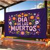 Skull General Banner, Colorful Polyester Backdrop for Party Decorations & Photo Booth