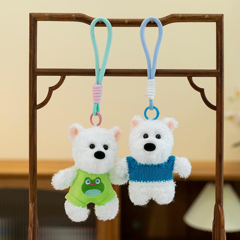 West White Highland Terrier Keychain Toy Cartoon Keyring Gift Animal Decoration