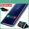 For Flip Smart Case Mirror Xiaomi Redmi Note 10 9 9s 8 8t Poco X3 Nfc M3 7 10s Pro Max 6a 7a 9a 9c Mi 9t 10t Lite Cover Coque