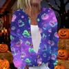 Damen Halloween Print Langarm Strick Cardigan Knopfleiste Pullover Mantel Leichte Oberbekleidung für Herbst und Winter