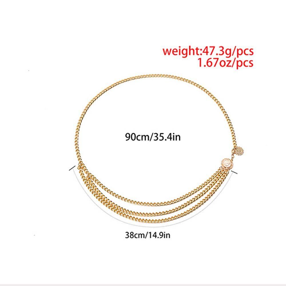 Round Pendant Adjustable Zinc Zinc Alloy Chains Waist Chain Women Body Chain Aluminum Chain Metal Belts
