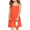 Children's Sleeveless Square Neck Summer A-Line Casual Holiday Suspender Dress