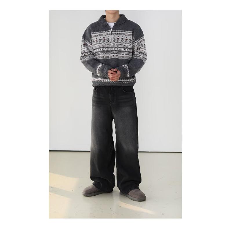 Retro Jeans Men'S Autumn New Style Explosive Street Hooligan Handsome Casual Pants For Teenagers Loose Straight Leg Wide Leg Men'S Pants