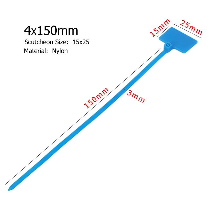 100pcs Easy Mark 4*150mm Nylon Cable Ties Tag Labels Plastic Loop Ties Markers Cable Tag Self-locking Zip Ties