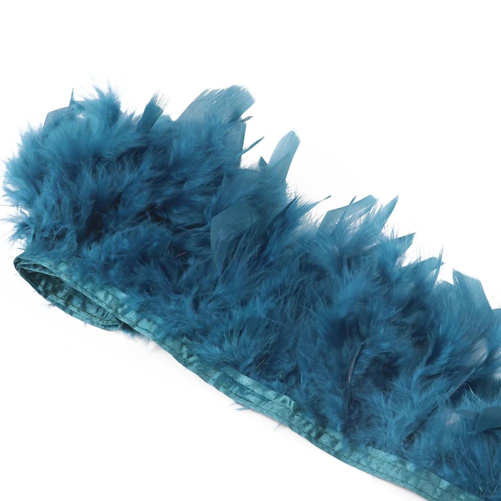 1Meters Natural Turkey Feathers Trim Height 10-15Cm Wedding Clothing Dress Decoration Diy Feather Ribbon Sewing Crafts