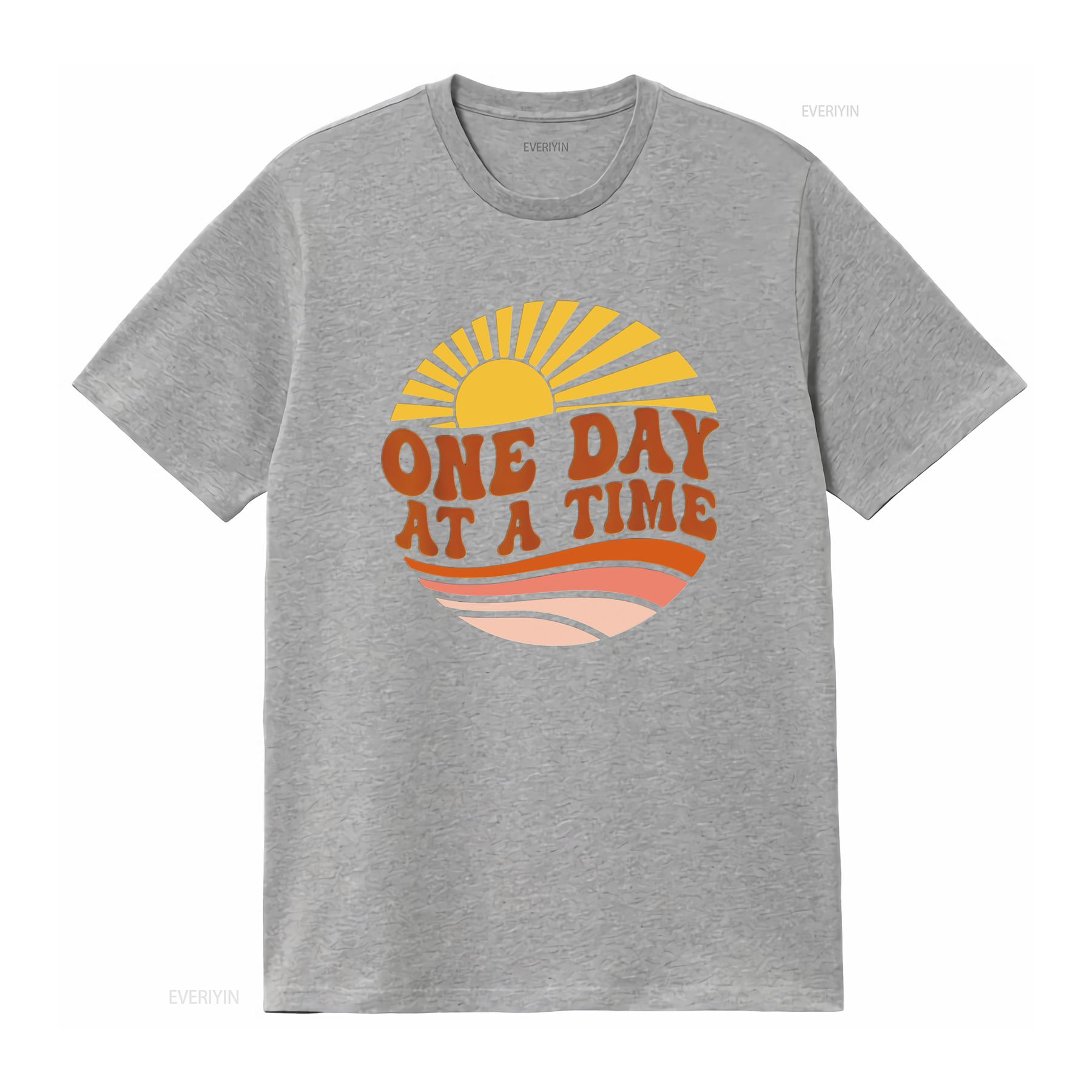 

Mental Health Awareness One Day At A Time Retro Su Trendy Women s T Shirt Unique Design vintage Washed Versatile Soft Stylish S