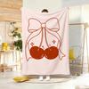 Illustration C-Cherry with Bow Throw Soft Warm Throw Blanket for Bedroom Living Room Bed Travel Camping Picnic Gift