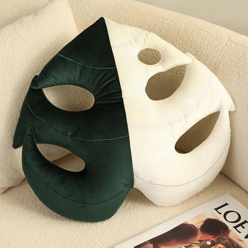 Nordic Style Green Lifelike Leaf Plush Pillow Smile Face Plantain Leaves Love Shape Nap Sleep Cushion Sofa Decor Gift