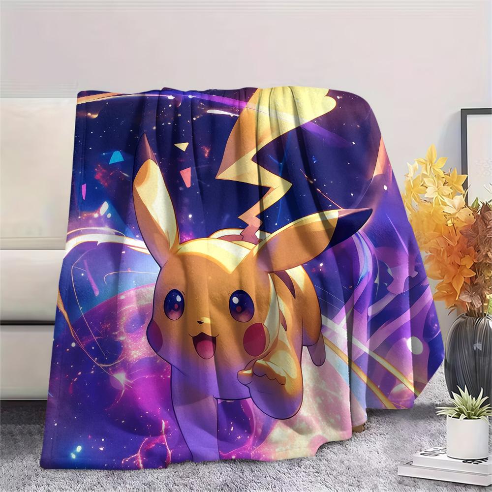 Pikachu and Eevee  Print Flannel Blanket, High quality Comfortable for All Seasons, Home Decor, Warmth and Comfort