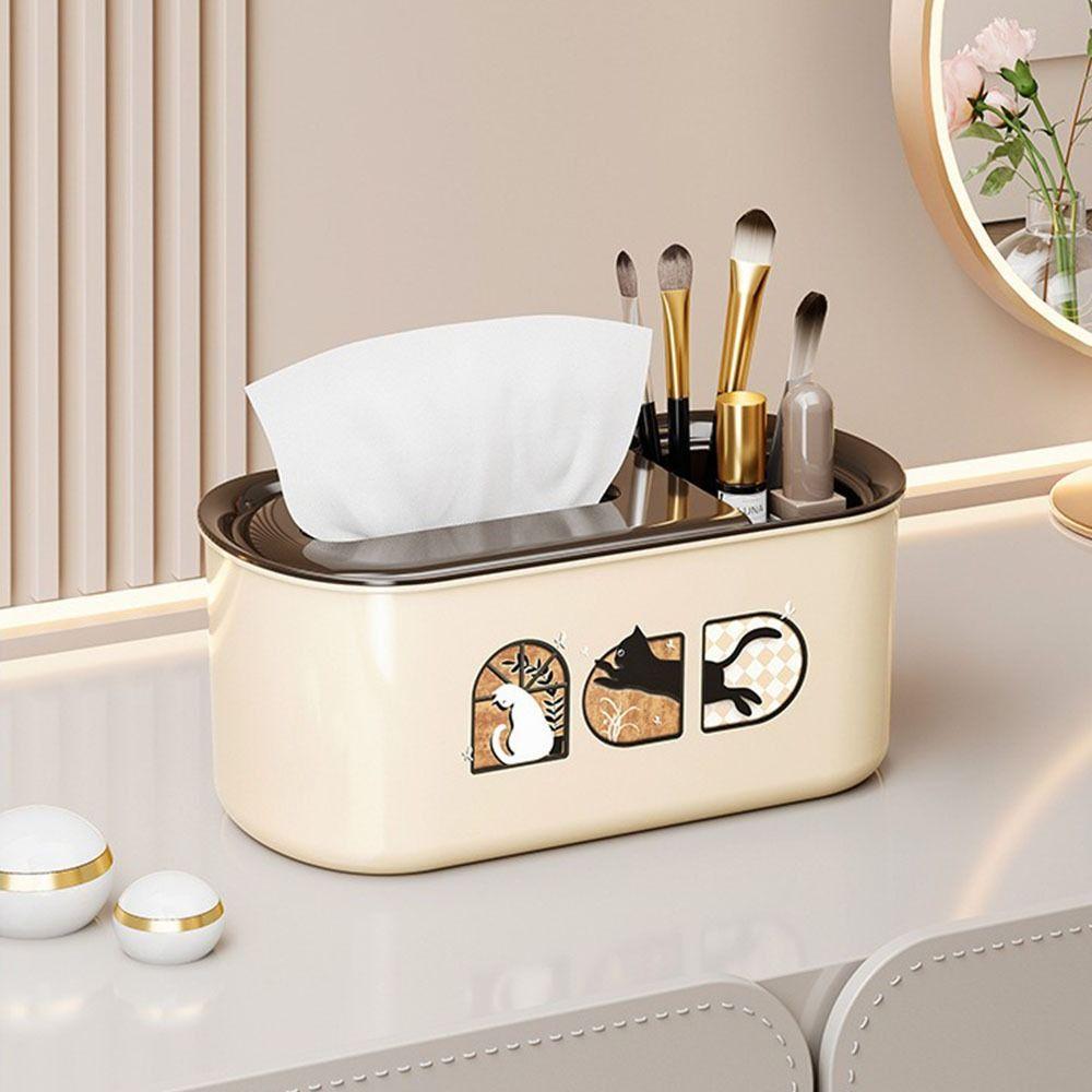 

Rectangular Tissue Holder with Spring Paper Box Creative Napkins Dispenser Living Room