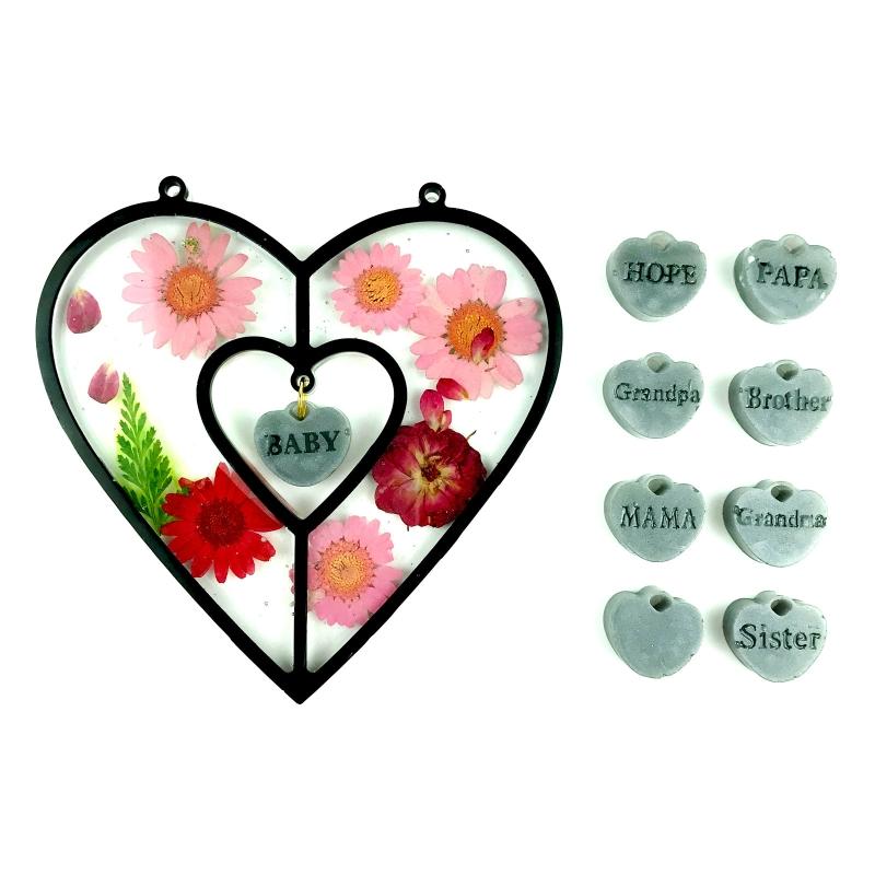Wall Hanging Resin Moulds Heart-shaped Silicone Moulds Window Epoxy Resin Mould for DIY Craft Christmas Home Decoration
