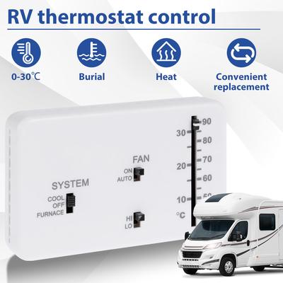 RV Analog Thermostat Replacement Heat and Cool Camper Thermostat Kit with 2 Screws and 2 Rubber for Heat Cool Camper RV