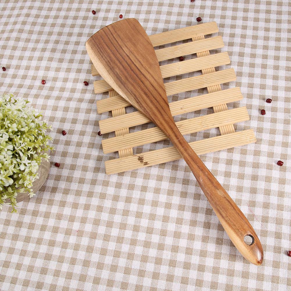 Natural Wooden Spatula Turner Fried Shovel Cooking Kitchen Utensils Shovel (31.5*7.5cm)