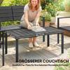 4 Piece Garden Furniture Set, Outdoor Sofa Set with HDPE Slatted Loveseat Armchairs Coffee Table Metal Frame, Black