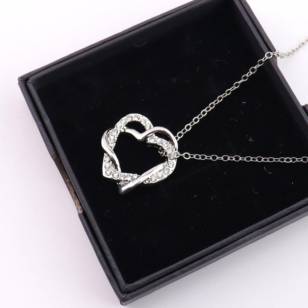 

Fashion Heart Necklace Jewelry, Zircon Micro-Inlaid Real Gold Accessories Heart-To-Heart Necklace