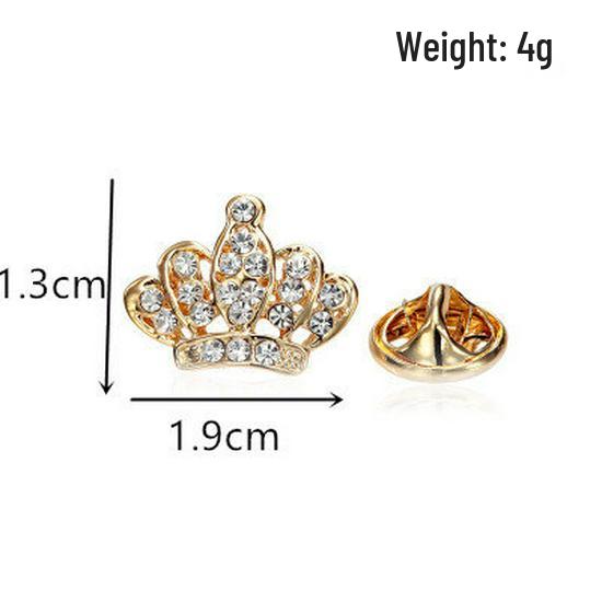 Elegant Rhinestone Crown Lapel Pin for Men & Women - Mini Suit & Shirt Brooch Accessory