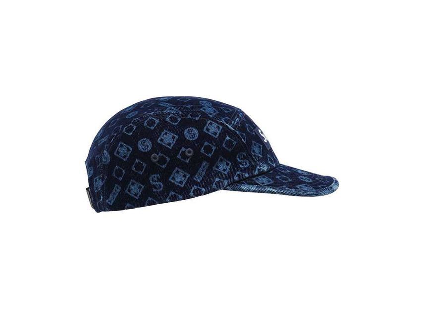 Supreme Cappellino da campo in denim floccato blu