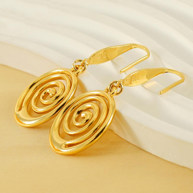 2026 Ретро Модные Серьги Позолоченные Геометрические Спиральные Диски-Москитные Спирали Пусеты Дизайнерские Нишевые 18K