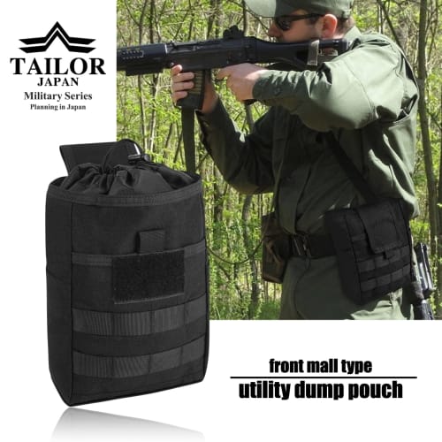 TAILOR JAPAN Folding Dump Pouch, Waist Bag, Tactical Pouch, Military Pouch, Multi-Purpose Pouch for Airsoft, MOLLE, and Tactical Gear, 1000D Nylon (Bl