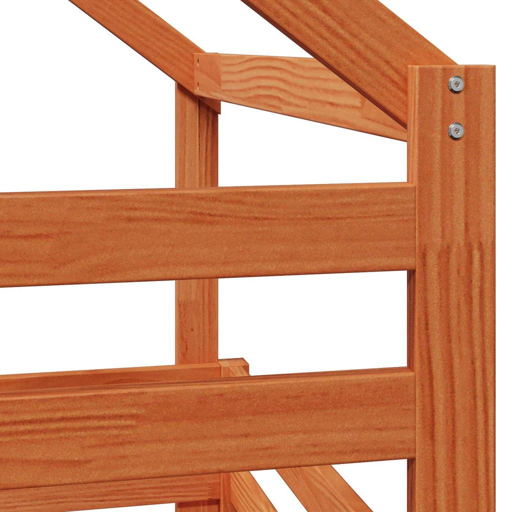 Loft Bed Frame Wax Brown 90 X 190 Cm Solid Pine Wood