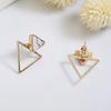 Simple Women Double Triangle Hollow Pendant Jacket Ear Stud Earrings Jewelry