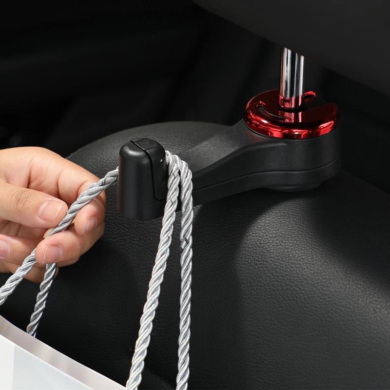 Car seat hook with phone holder, multifunctional and hidden 2-in-1 car seat hook with phone holder, universal rear headrest hook