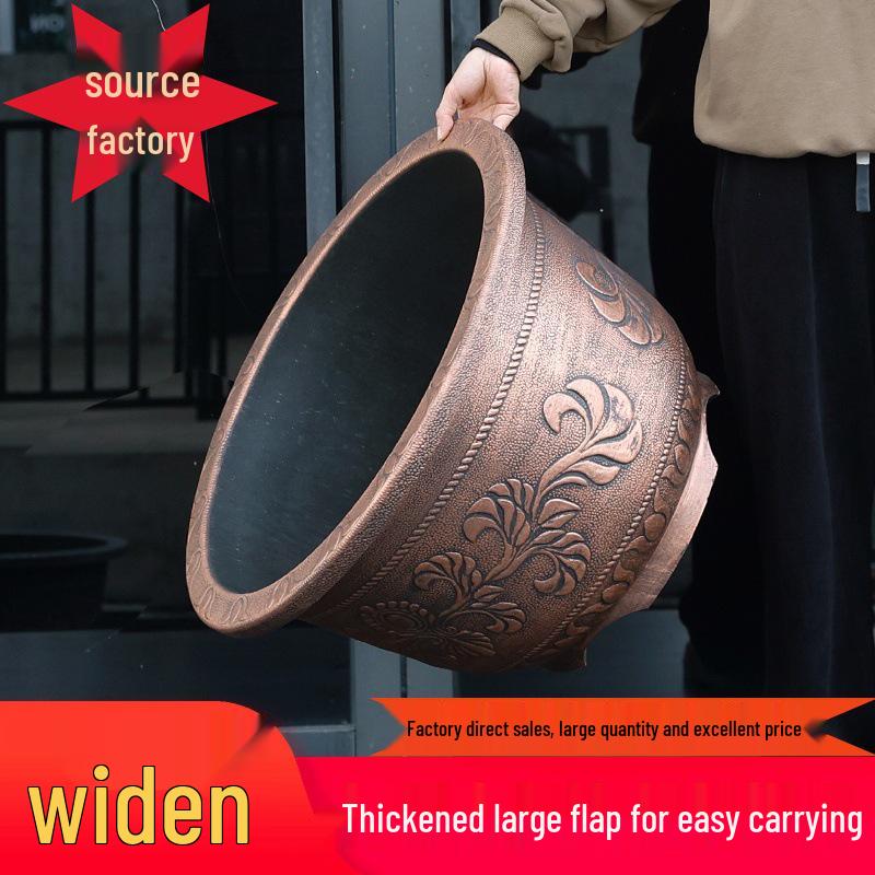 Large Round Imitation Copper Resin Flower Pot for Outdoor Trees and Water lilies