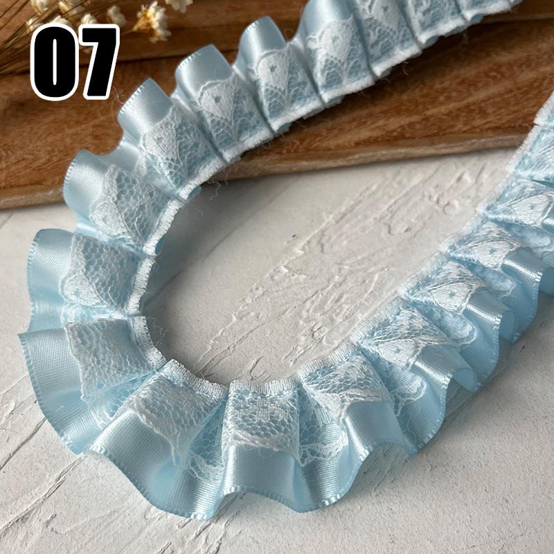 9M Lolita Lace Bead Ruffled Lace Fabric Pleated Edging Satin Ribbon Diy Baby Clothing Skirt Curtain Furniture Decor Lace Trim