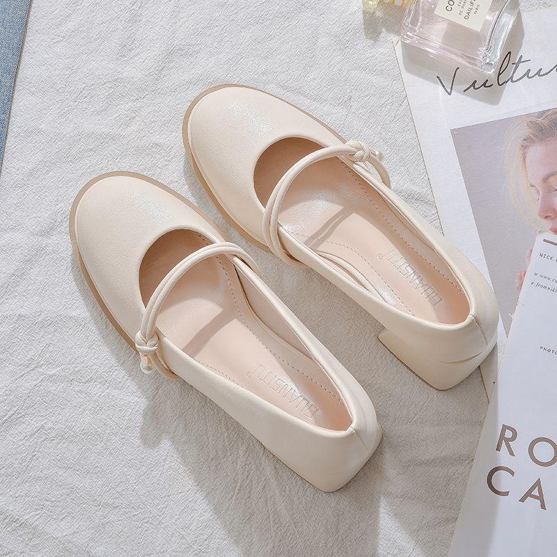 Fairy temperament Mary Jane shoes women's summer new thick heel high heels women's solid color versatile fashion shoes
