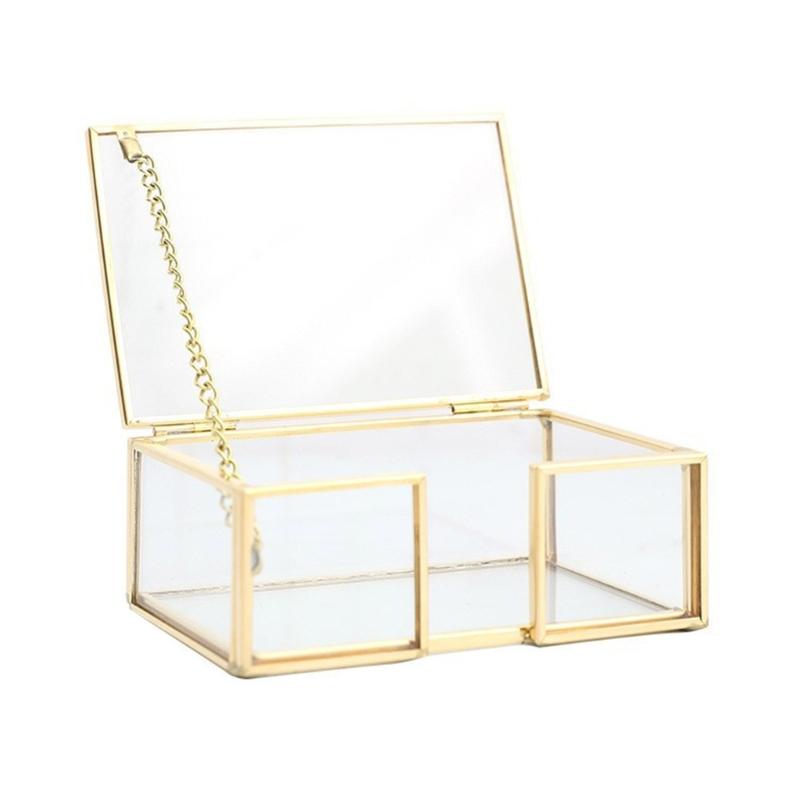 Metal Frame Clear Glass Name Card Organiser Desk Business Card Storage Case For Corporate Meetings And Office Desk 1