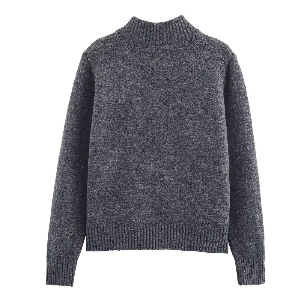 European and American style, new women's clothing, foreign style, fashionable, stand-up collar gold thread knitted cardigan jacket