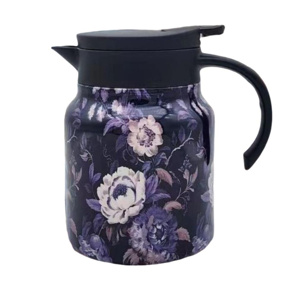 Vintage Blumenmuster Thermoskanne 316 Edelstahl Eingebauter Siebeinsatz Thermoskaraffe Edelstahl mit Deckel Kaffeekanne