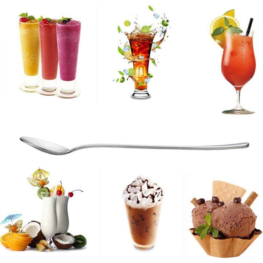 6 Piece Stainless Steel Coffee Spoon Long Handle Ice Cream Dessert Tea Spoon 19.5x2.8 Cm Suitable for Picnic Tableware