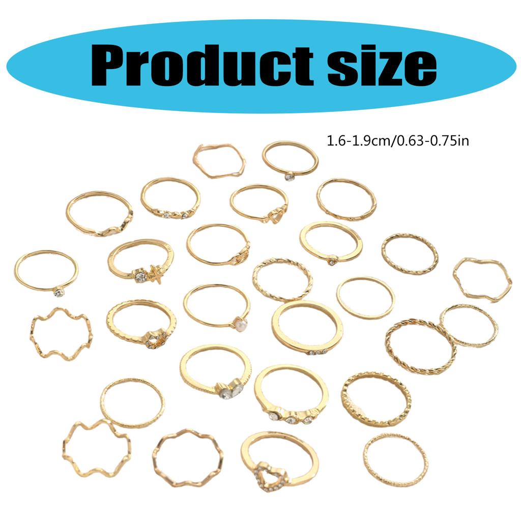 Elegant 28 Pieces Stylish Waving Rings With Heart Accent Portable Accessory for Everyday Wear and Special Occasions