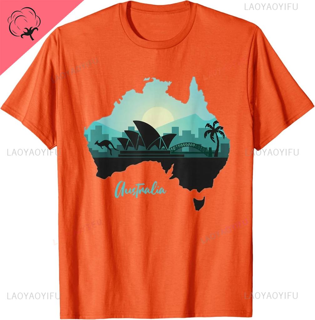 Travel Australia Map Sydney Australian Vacation Souvenir Cotton Tee Casual Streetwear Vintage Clothes Camiseta Hombre