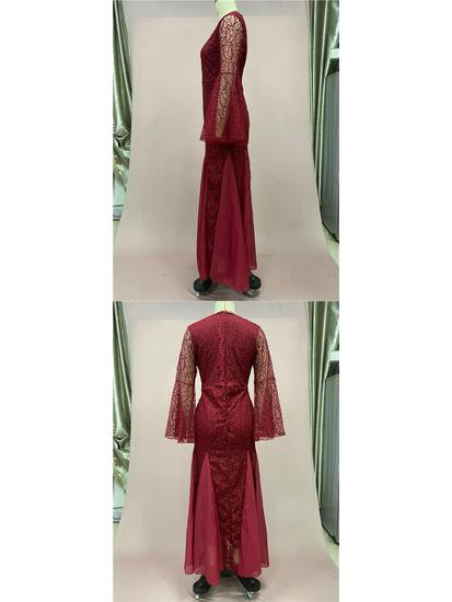 Elegant Black Fishtail Lace Evening Gown for Women