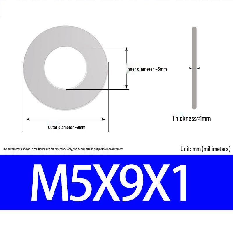 304 Stainless Steel Ultra-Thin Flat Washer, Thickness: 0.1/0.2/0.3/0.4/0.5 Mm, Sizes M1-M8